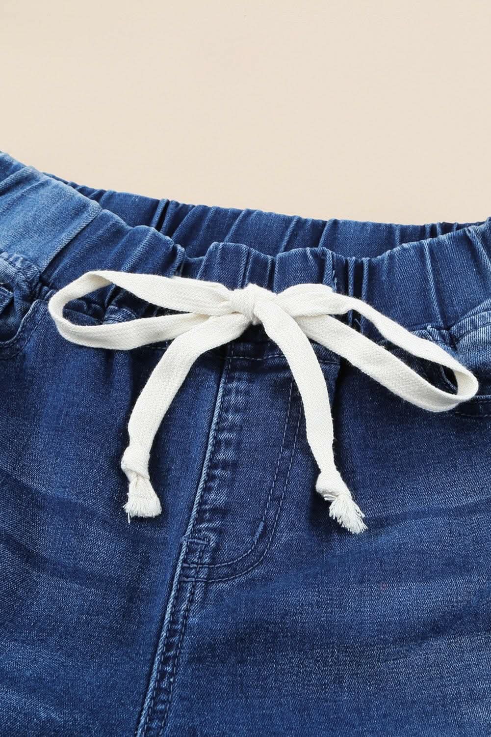 Distressed raw hem joggers - Love Salve